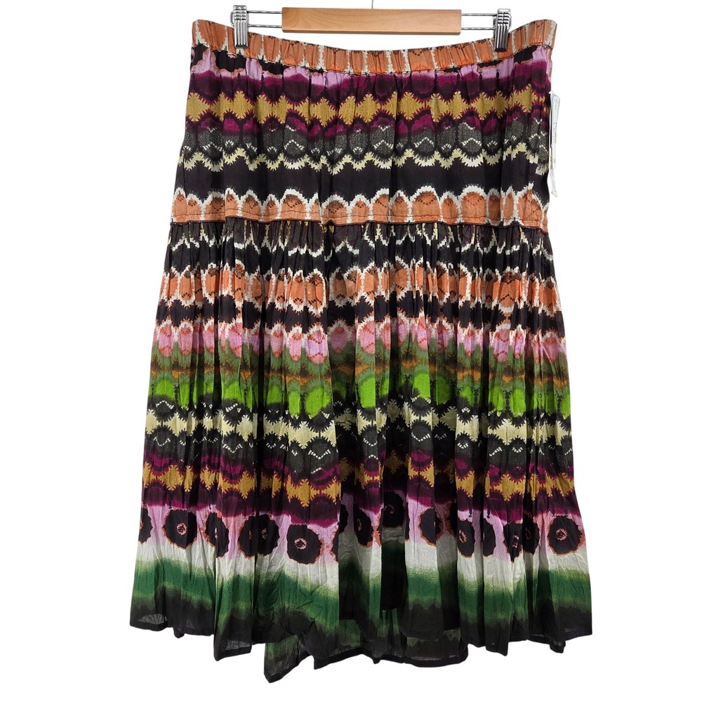 Liz & Me Womens Multi Color Tiered Broomstick Maxi Skirt Boho Festival 1X 18/20W